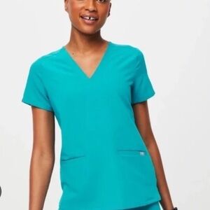 Figs Women's Vibrant Blue Short Sleeve Top